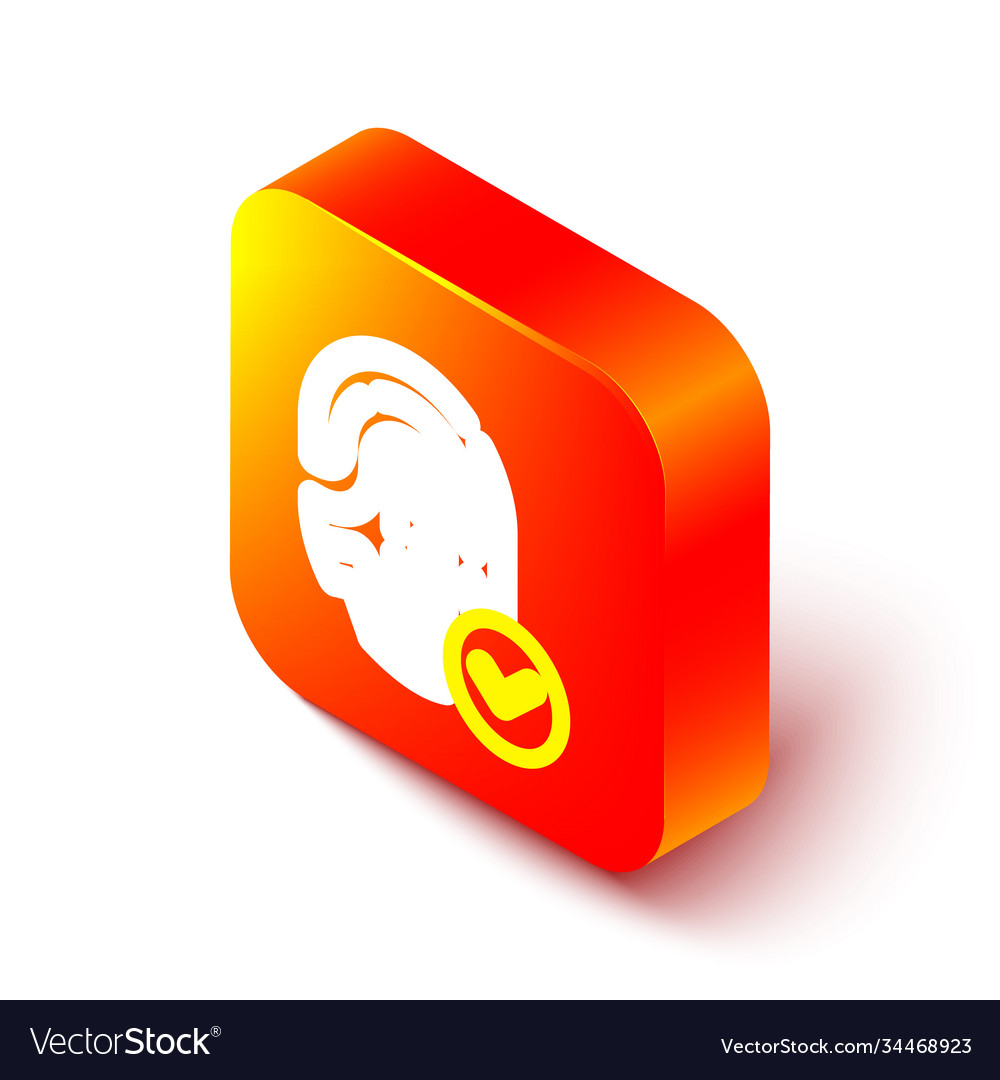 Isometric line fingerprint with check mark icon vector image Isometric line fingerprint with check mark icon