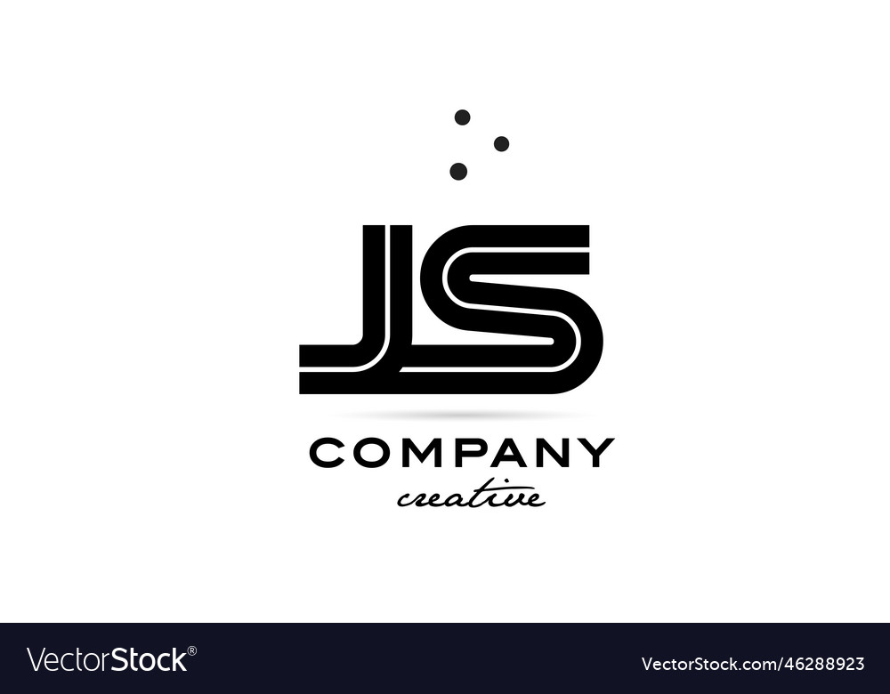 Js black and white combination alphabet bold Vector Image