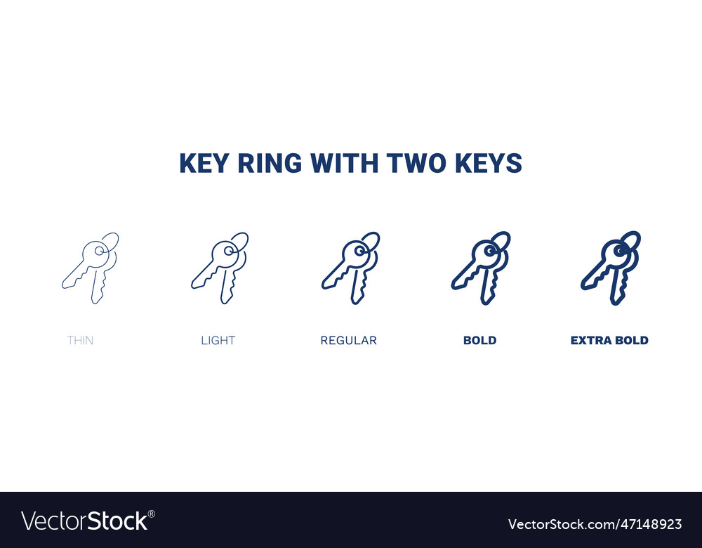 Key ring with two keys icon thin light regular vector image Key ring with two keys icon thin light regular