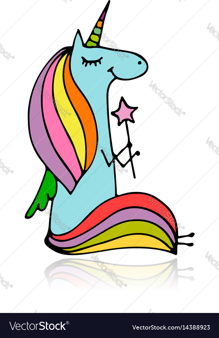 Magic unicorn sketch for your design