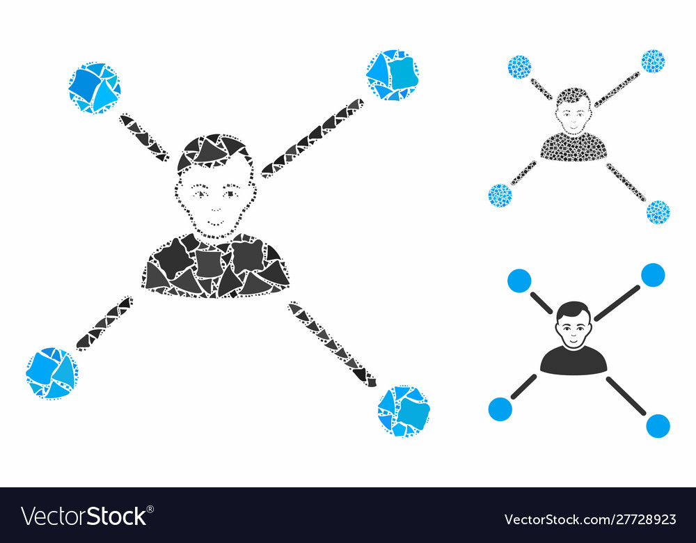 Man links mosaic icon humpy pieces vector image Man links mosaic icon humpy pieces