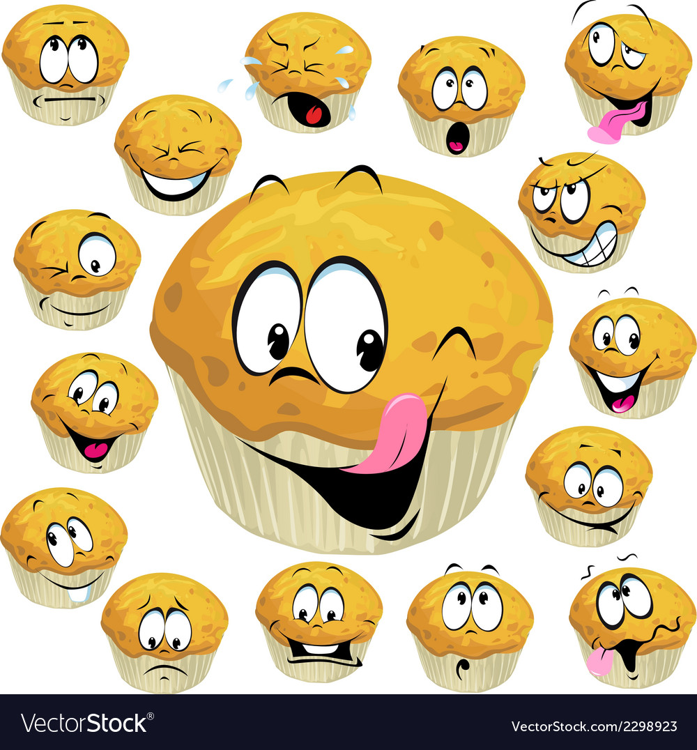 Muffin cartoon with many expression isolated on Vector Image