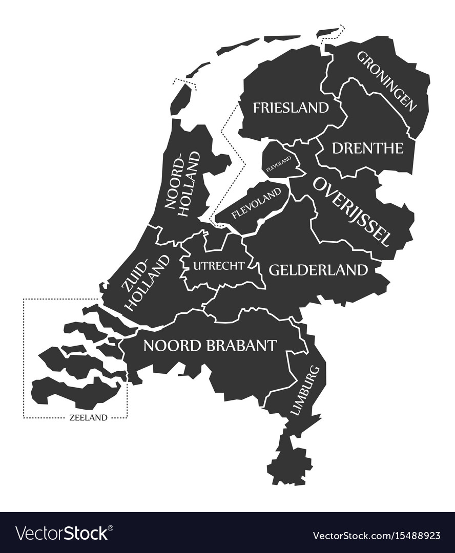 Netherlands map labelled black