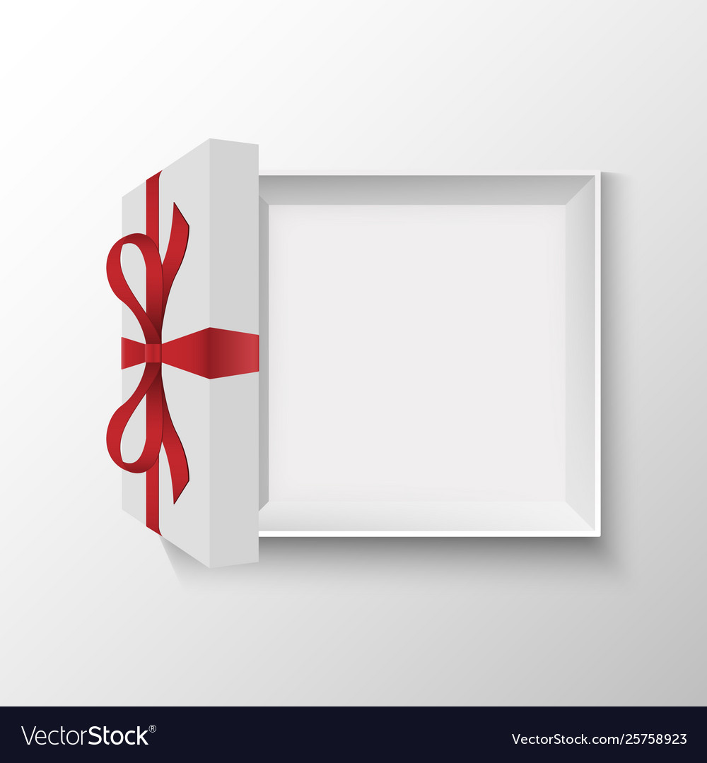 Opened gift box with red bow