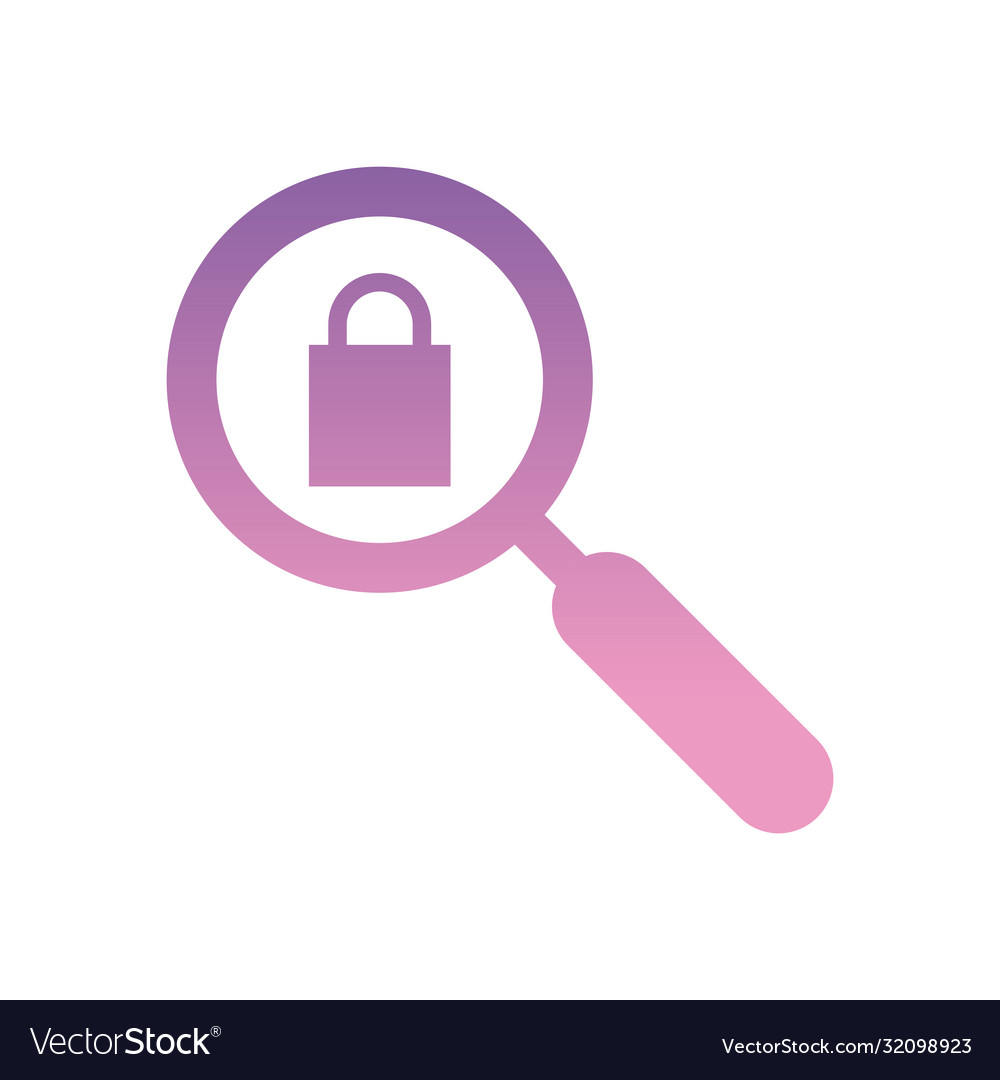Padlock inside lupe gradient style icon