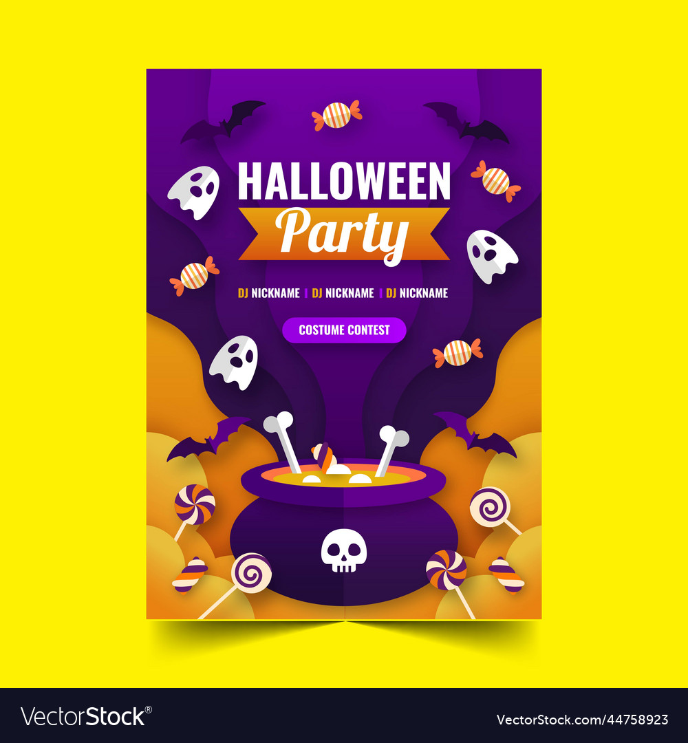 Paper style halloween party vertical flyer Vector Image