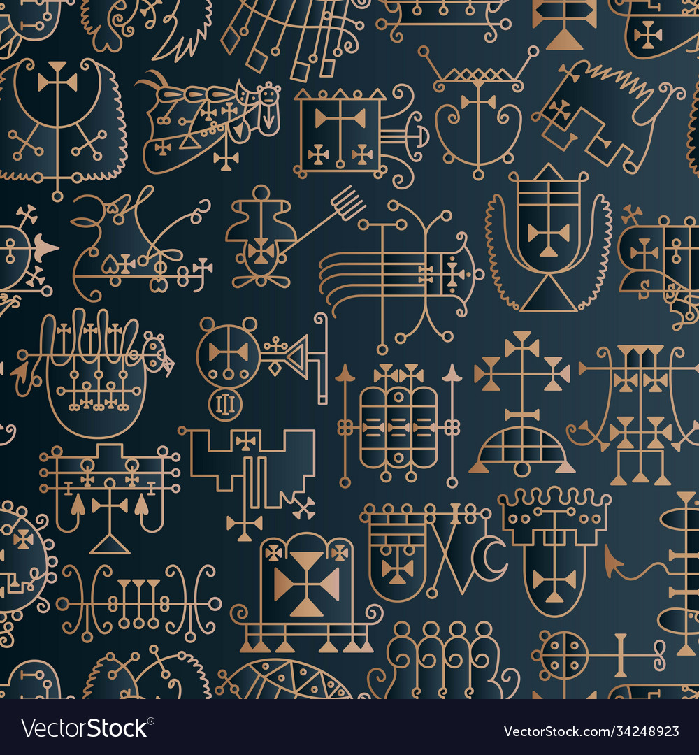 Seamless pattern with demon symbols and their Vector Image