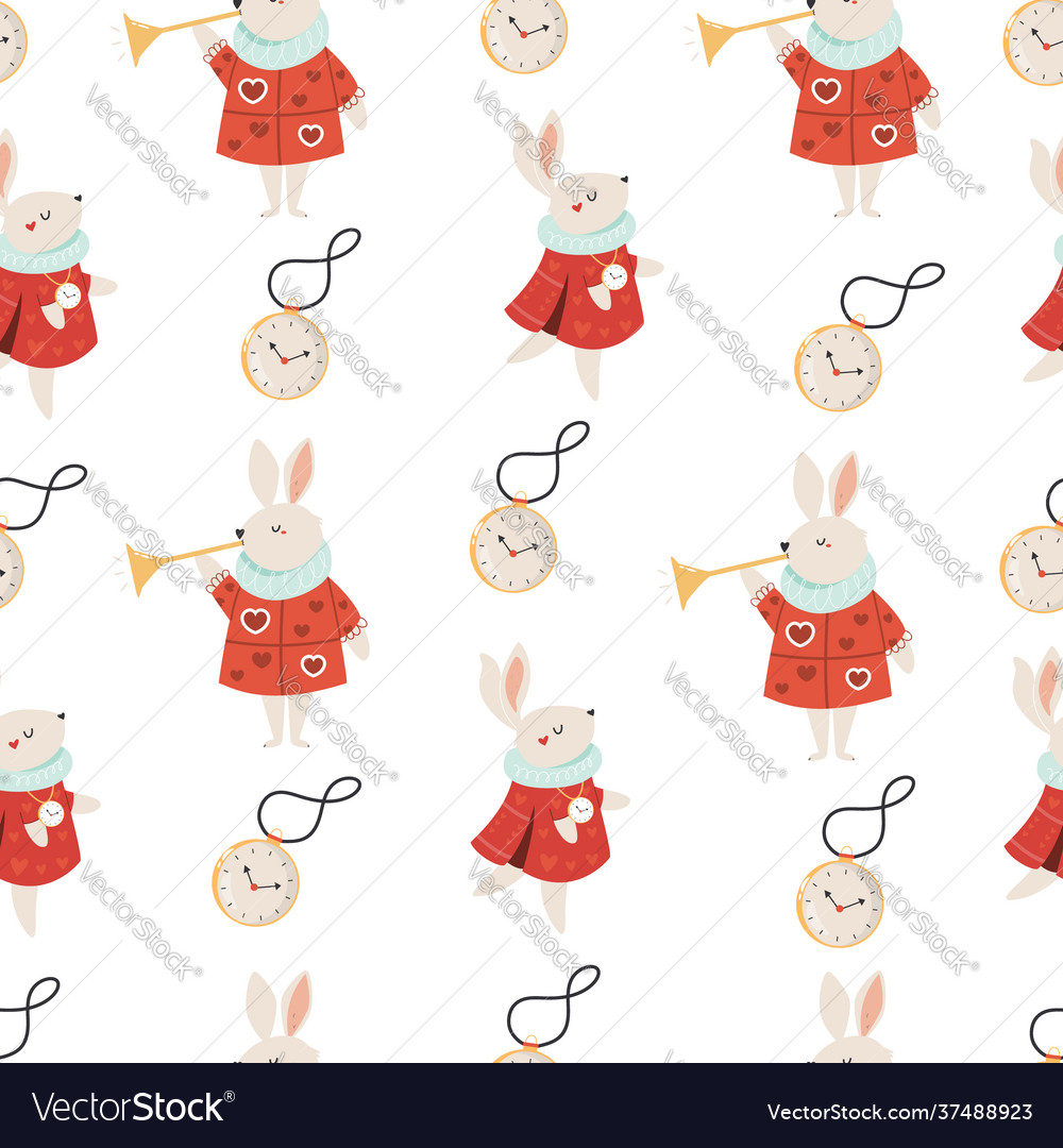Seamless pattern with symbols from alice vector image Seamless pattern with symbols from alice