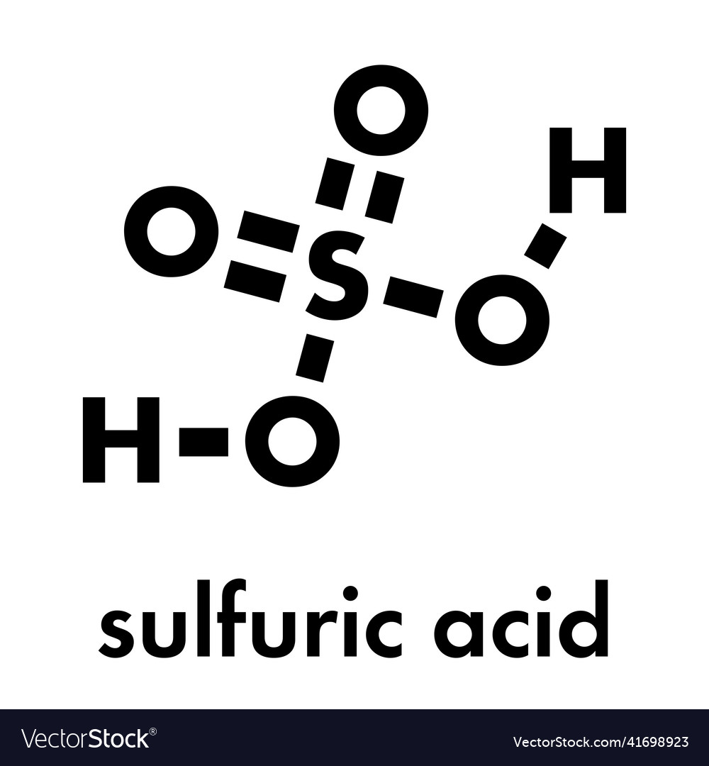 Sulfuric acid h2so4 strong mineral acid molecule Vector Image