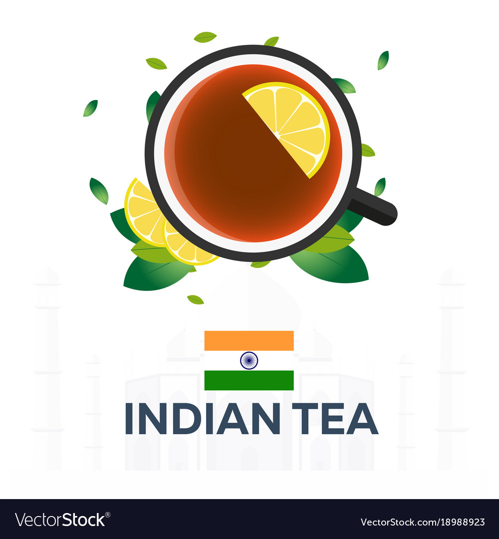 Tea time cup of with lemon indian