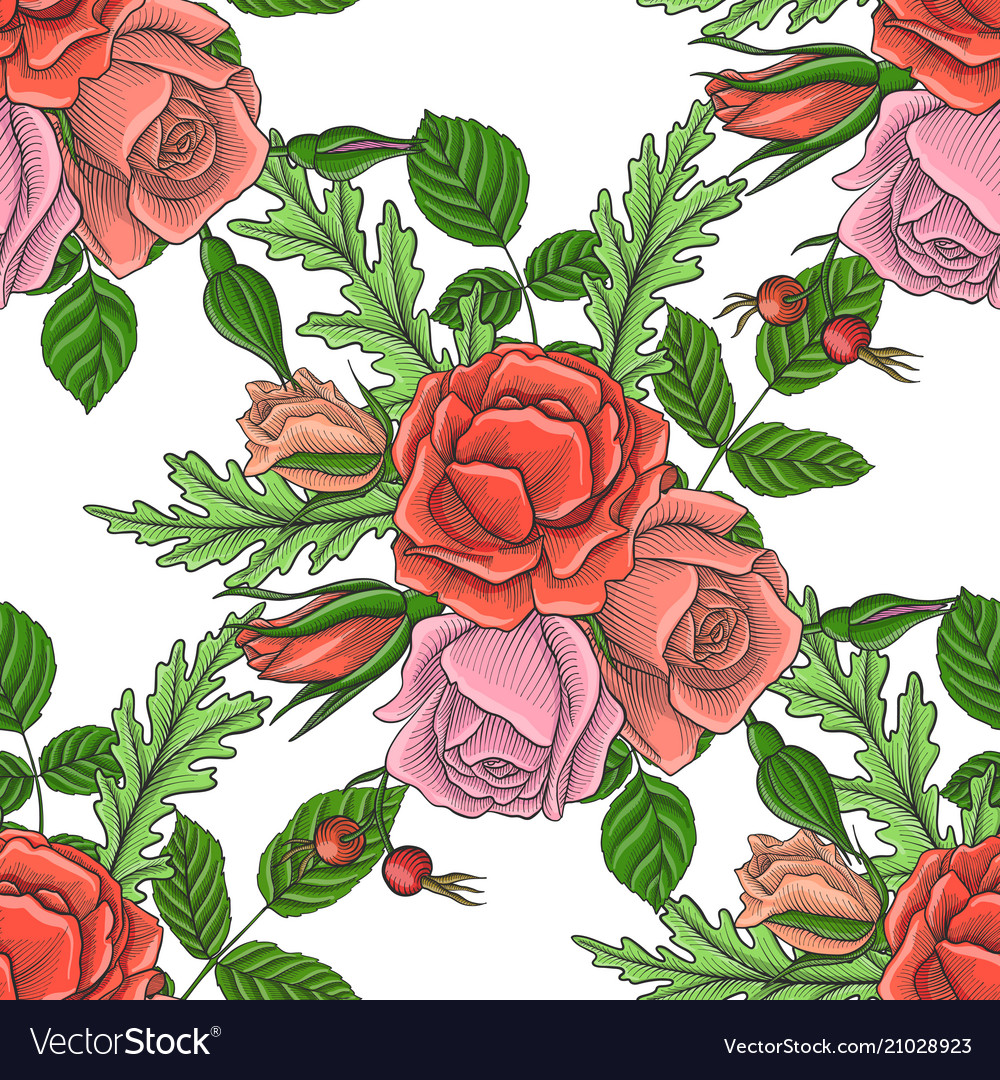 Vintage floral seamless pattern vector image Vintage floral seamless pattern