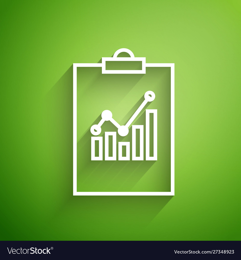 White line clipboard with graph chart icon vector image White line clipboard with graph chart icon