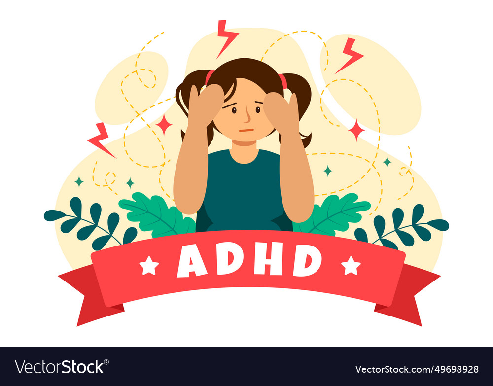 Adhd or attention deficit hyperactivity disorder Vector Image