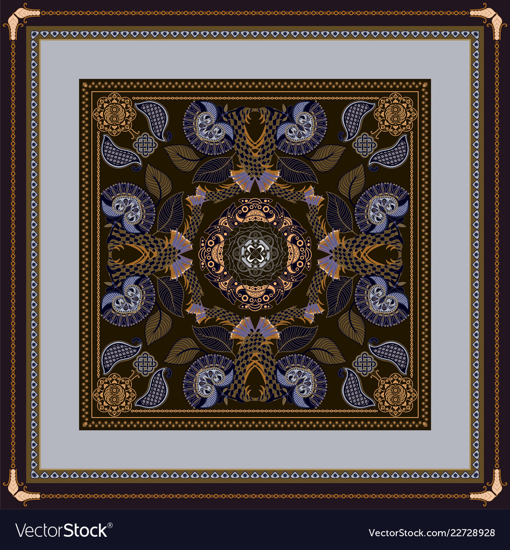 Decorative frame with pattern color print vector image Decorative frame with pattern color print