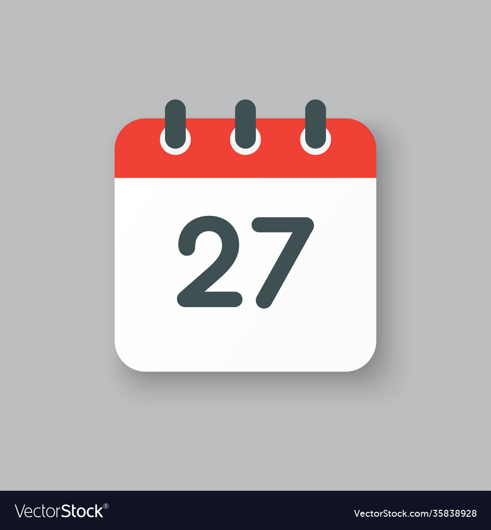 Icon calendar day number 27 27th month vector image Icon calendar day number 27 27th month