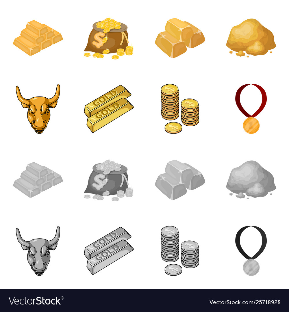Isolated object and gold symbol set