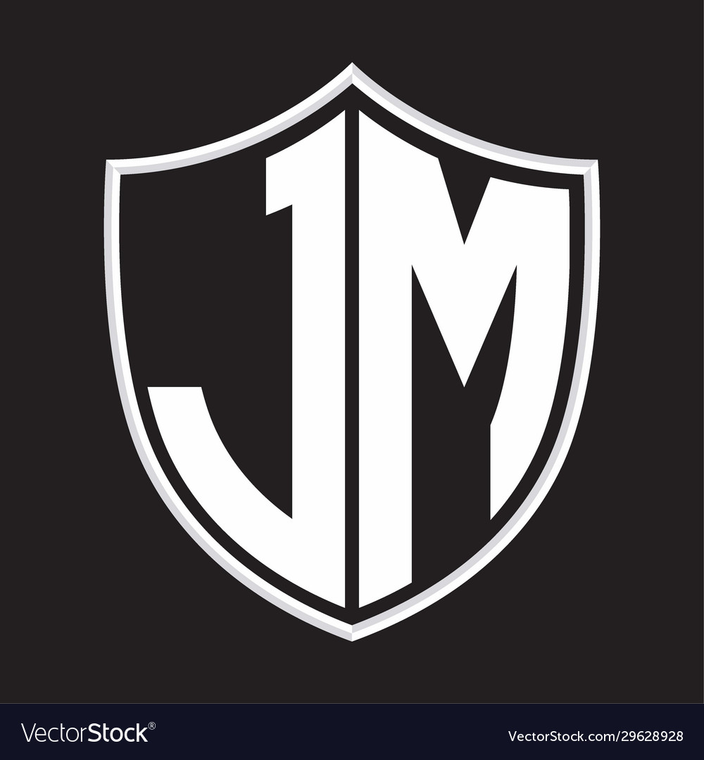 Jm logo monogram with shield shape isolated Vector Image