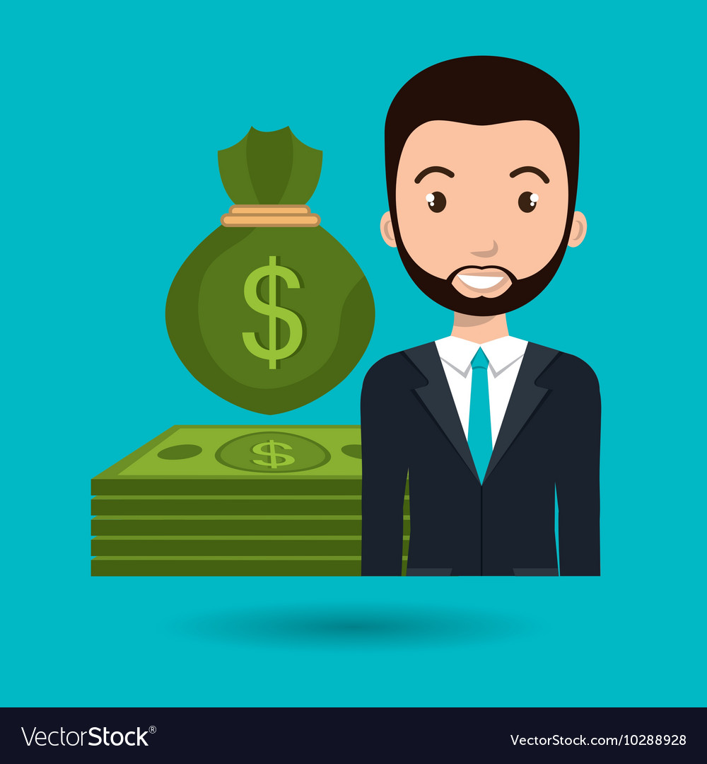 Man dollar money Royalty Free Vector Image - VectorStock