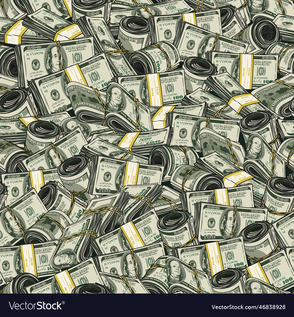 Money pattern with pile of 100 us dollar bills Vector Image