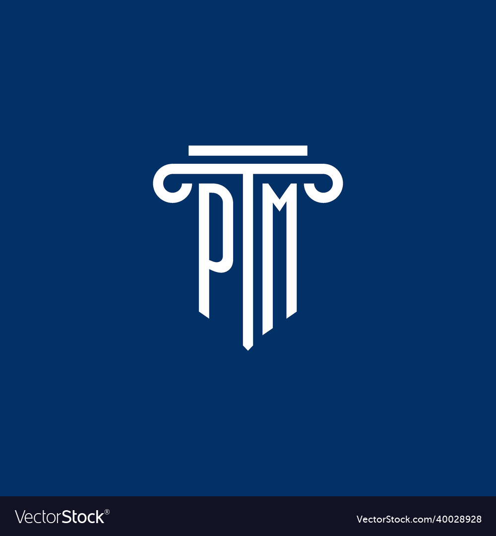 Pm initial logo monogram with simple pillar icon Vector Image Pm initial logo monogram with simple pillar icon