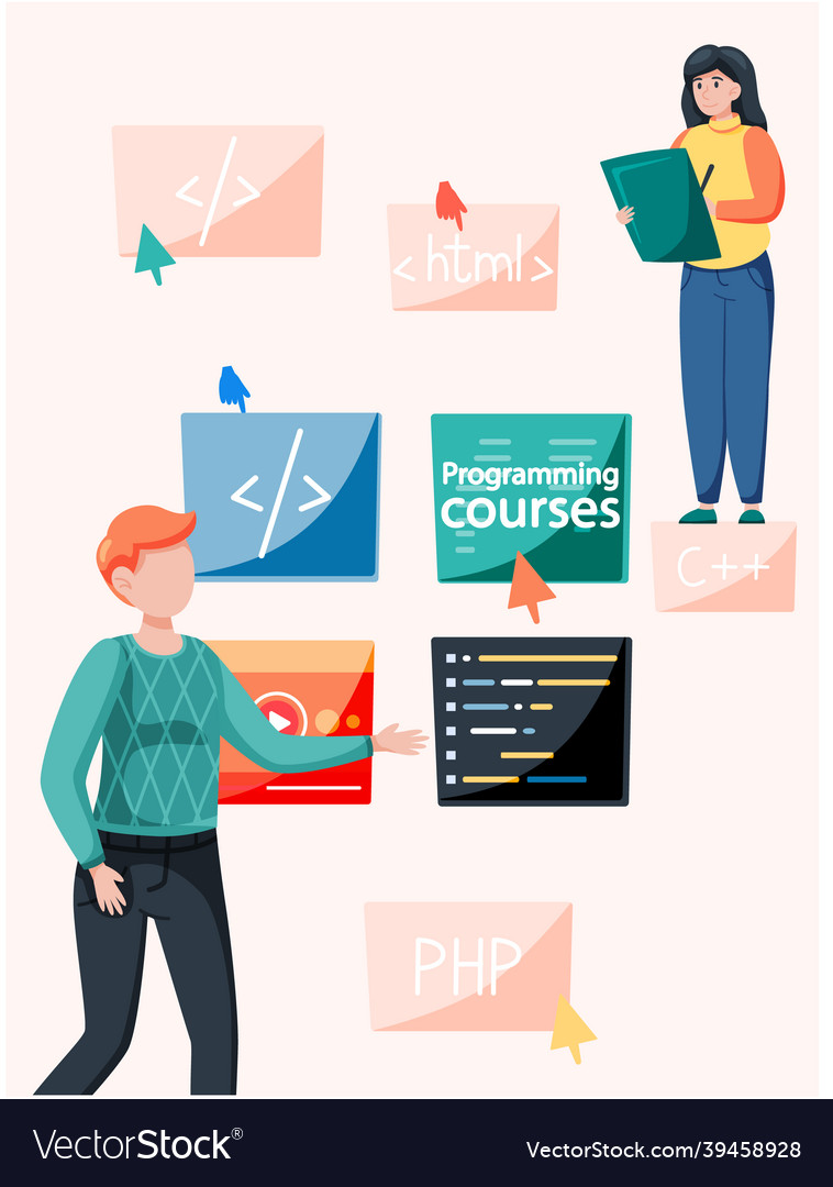 Programming courses online education coding vector image Programming courses online education coding