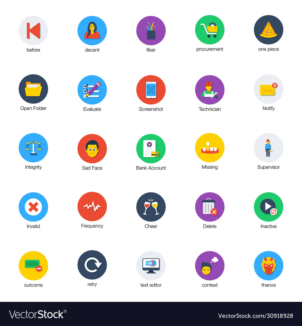 Random basic flat icons set
