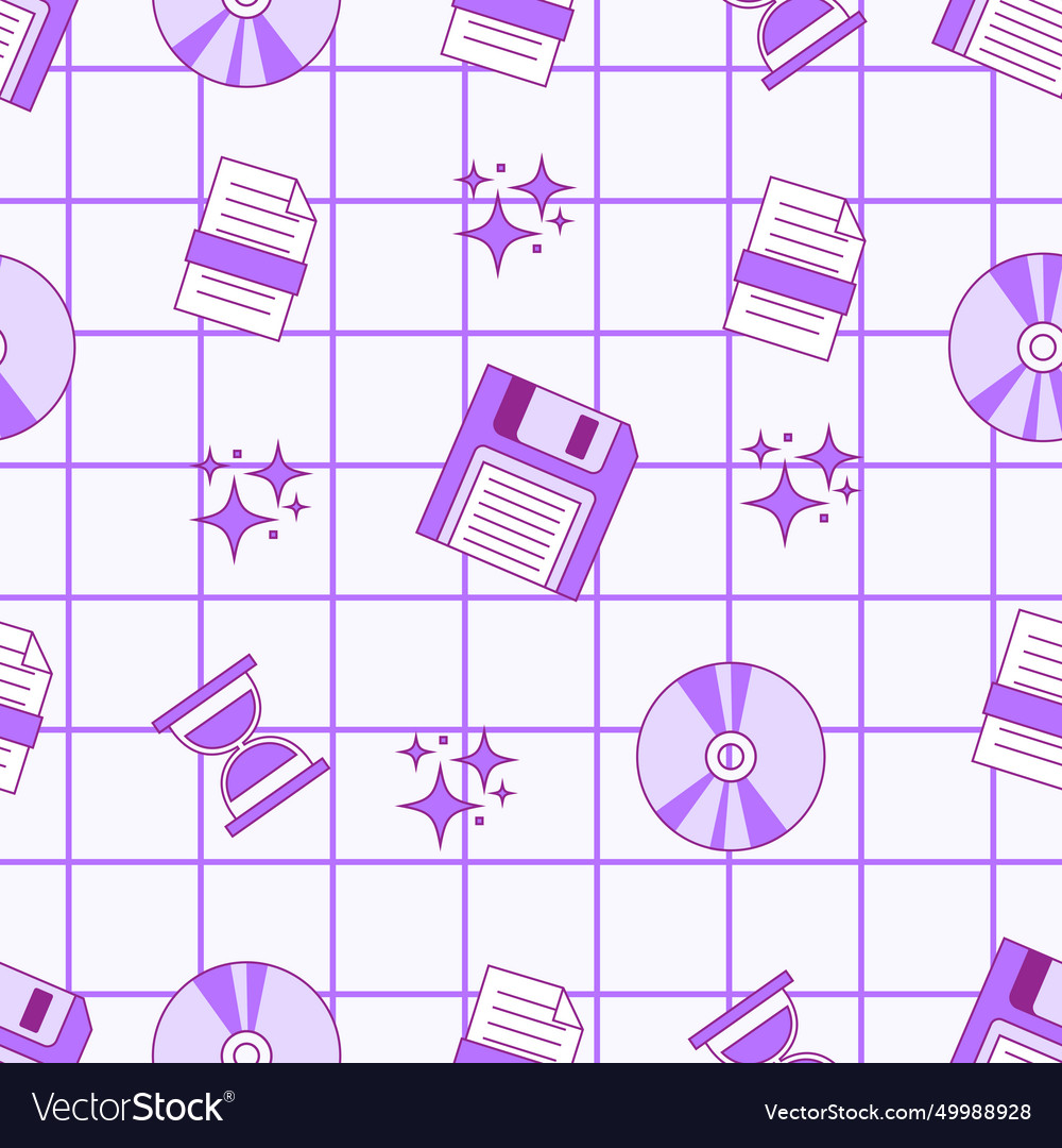 Seamless pattern with old computer elements vector image Seamless pattern with old computer elements
