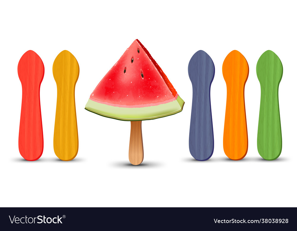 Set realistische Popsicle Sticks Wassermelone Stück