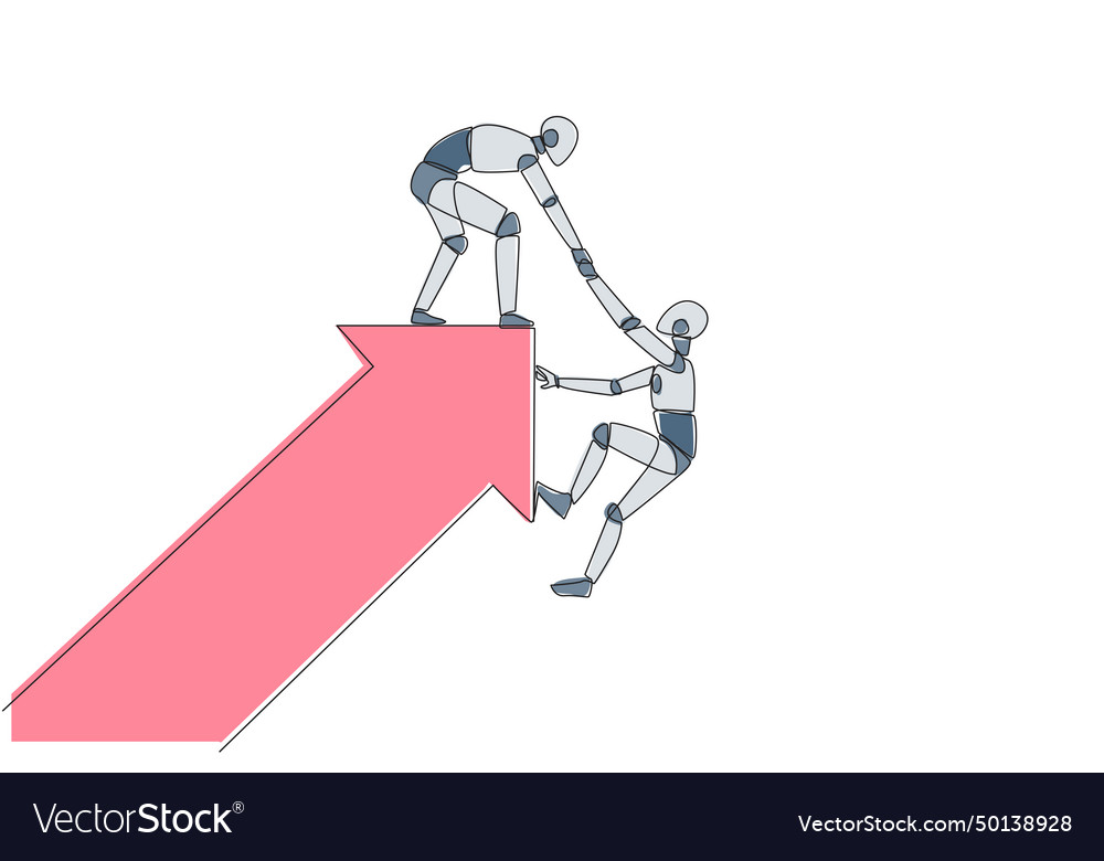 Single continuous line drawing a robot pulled vector image Single continuous line drawing a robot pulled