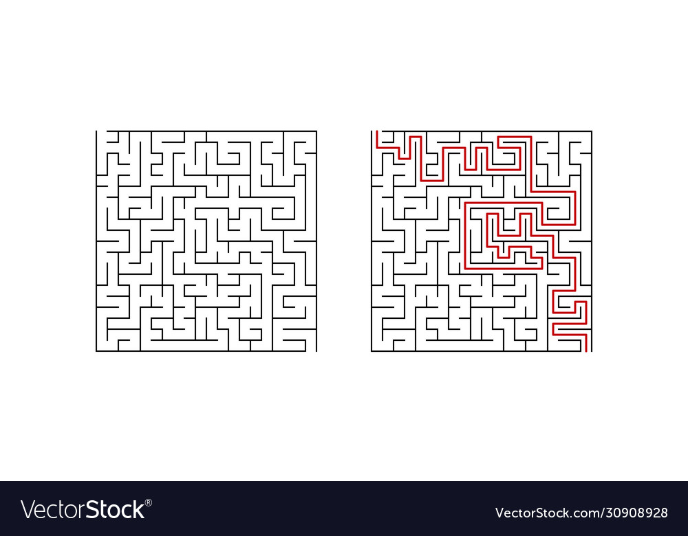 Square puzzle with solution vector image Square puzzle with solution