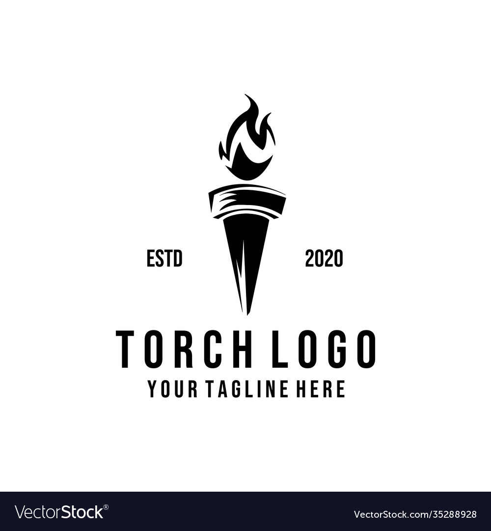 Vintage torch with fire logo