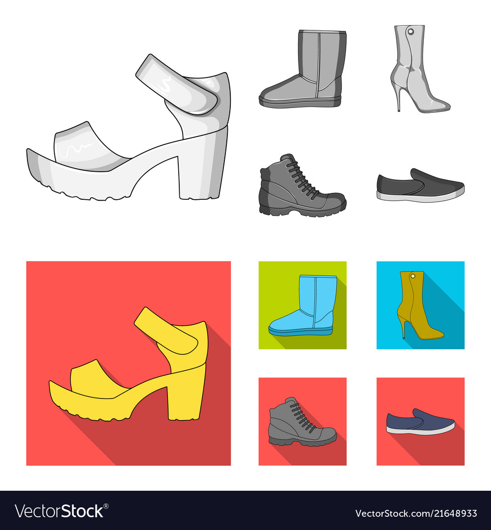 A set of icons on variety shoesdifferent Vector Image