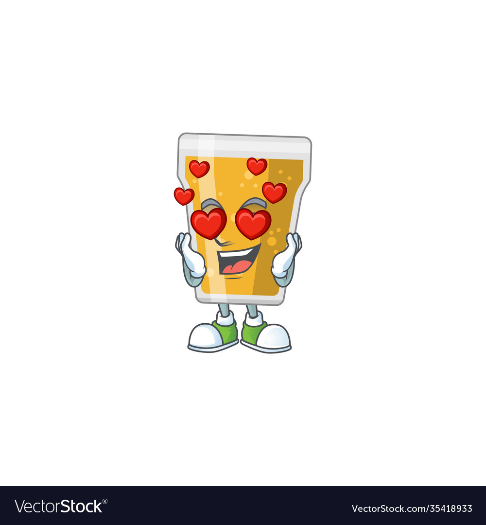 Adorable mug beer style with falling in love face Vector Image