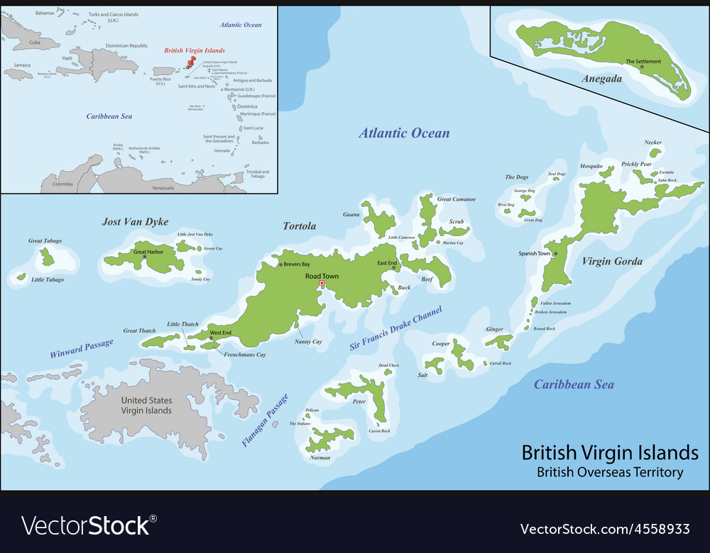 British virgin islands map Royalty Free Vector Image