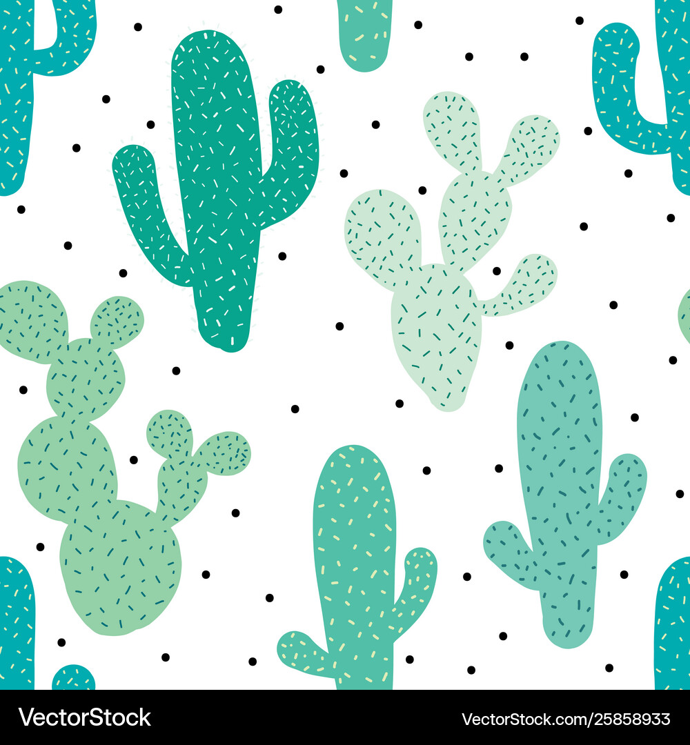 Cute seamless cactus pattern background Royalty Free Vector