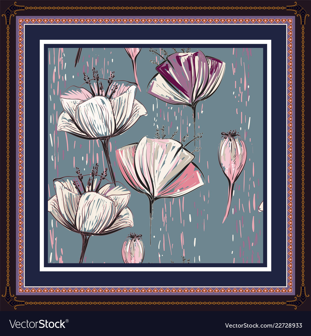 Decorative frame with pattern color print vector image Decorative frame with pattern color print