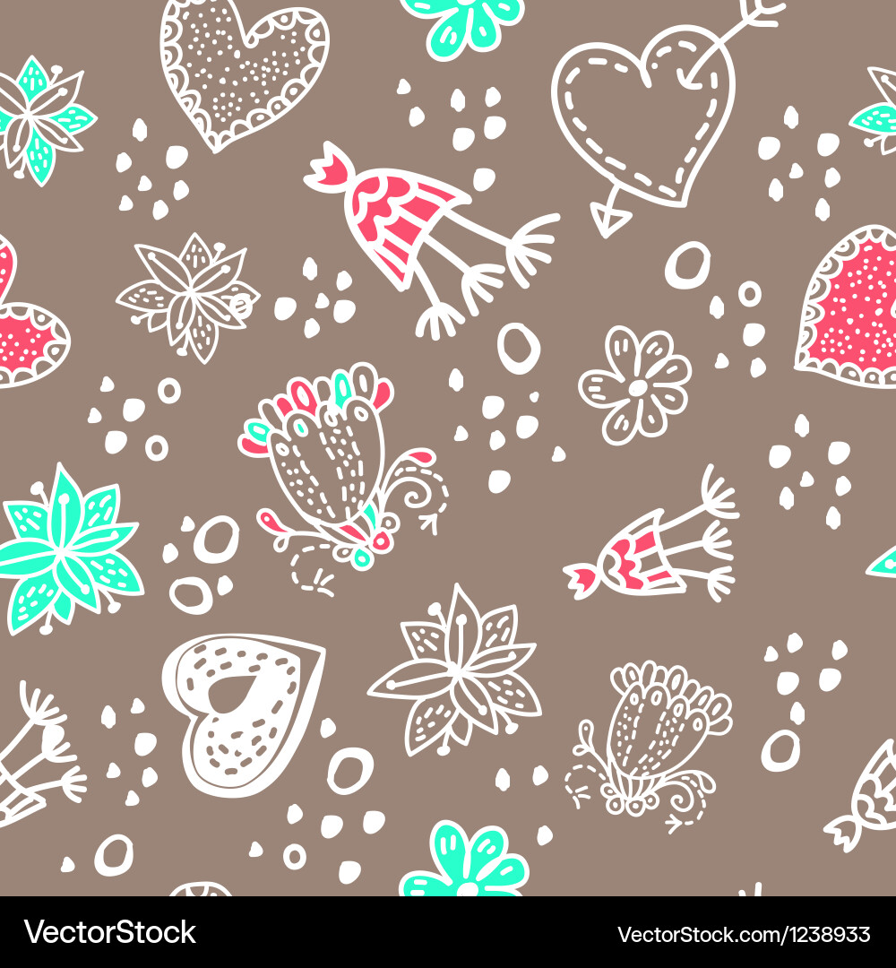 Doodle floral seamless pattern Royalty Free Vector Image