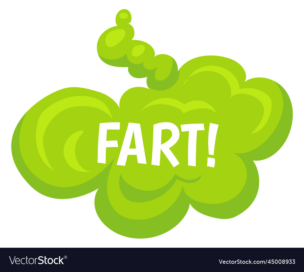 Fart smell stinky green cloud cartoon effect Vector Image