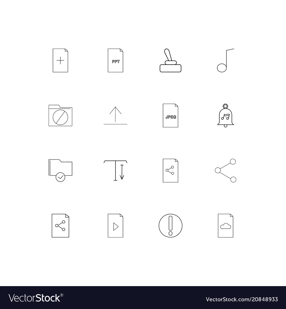 Files and folders sign linear thin icons set