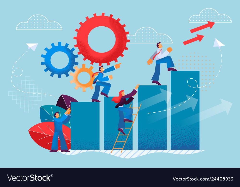 Flat Desire To Perform Quality Teamwork Royalty Free Vector