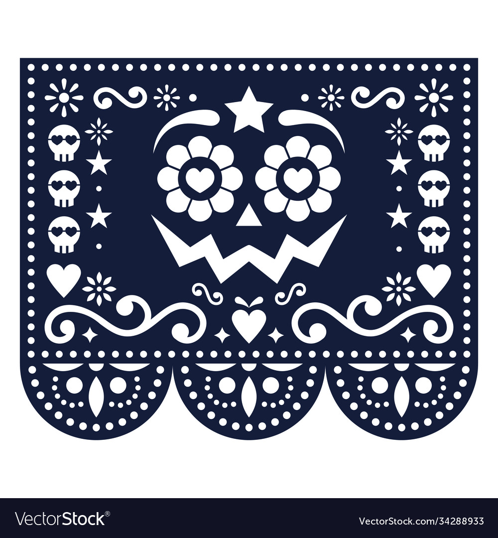 Halloween and day dead papel picado design Vector Image