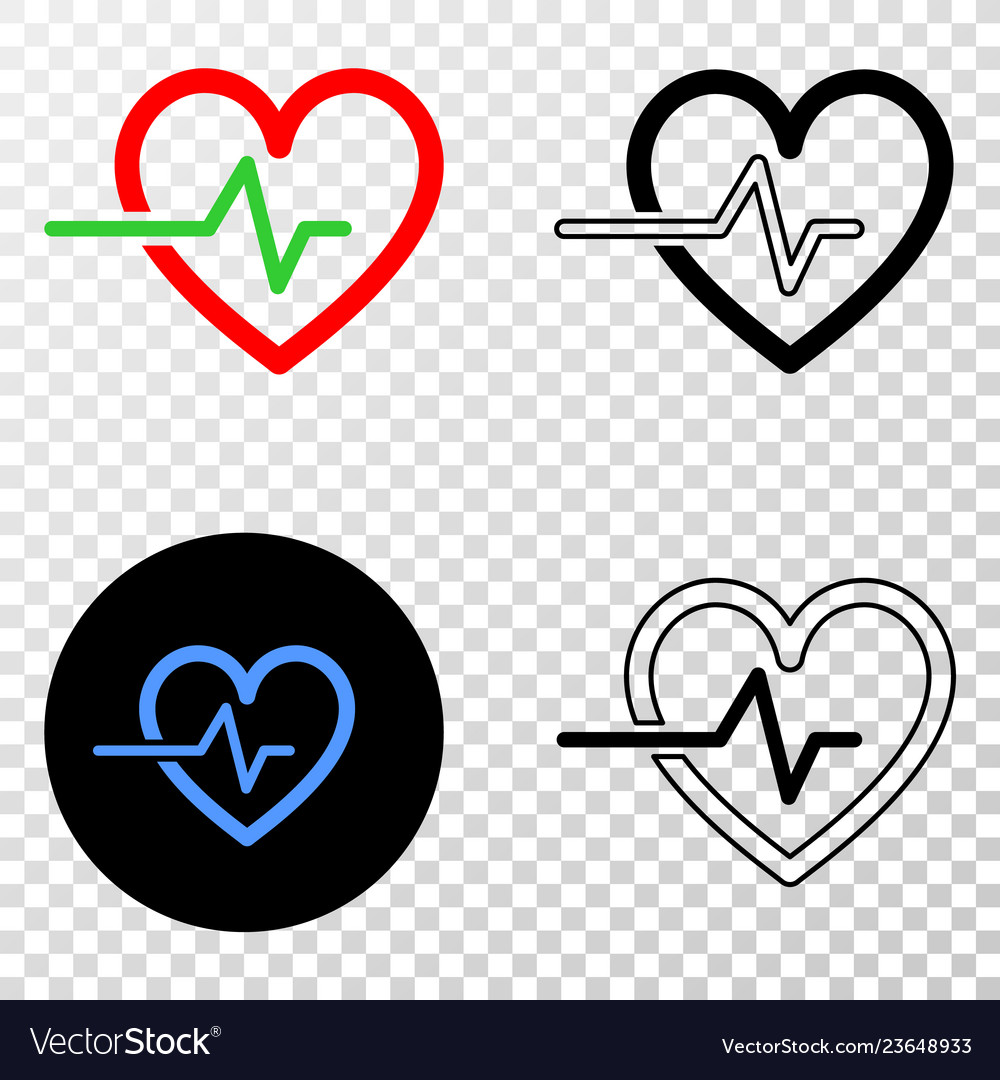 Heart pulse eps icon with contour version vector image Heart pulse eps icon with contour version