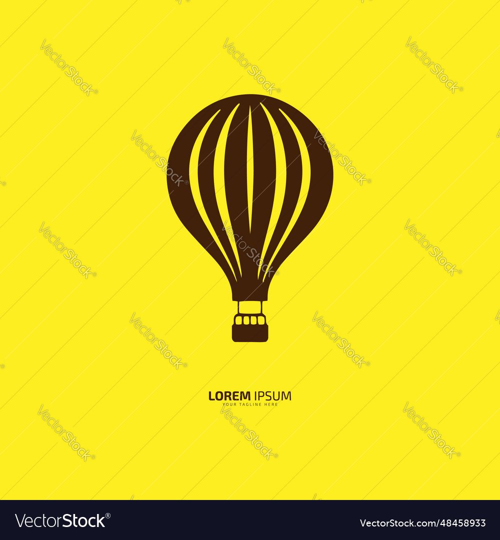 Hot air balloon logo icon silhouette on yellow vector image Hot air balloon logo icon silhouette on yellow