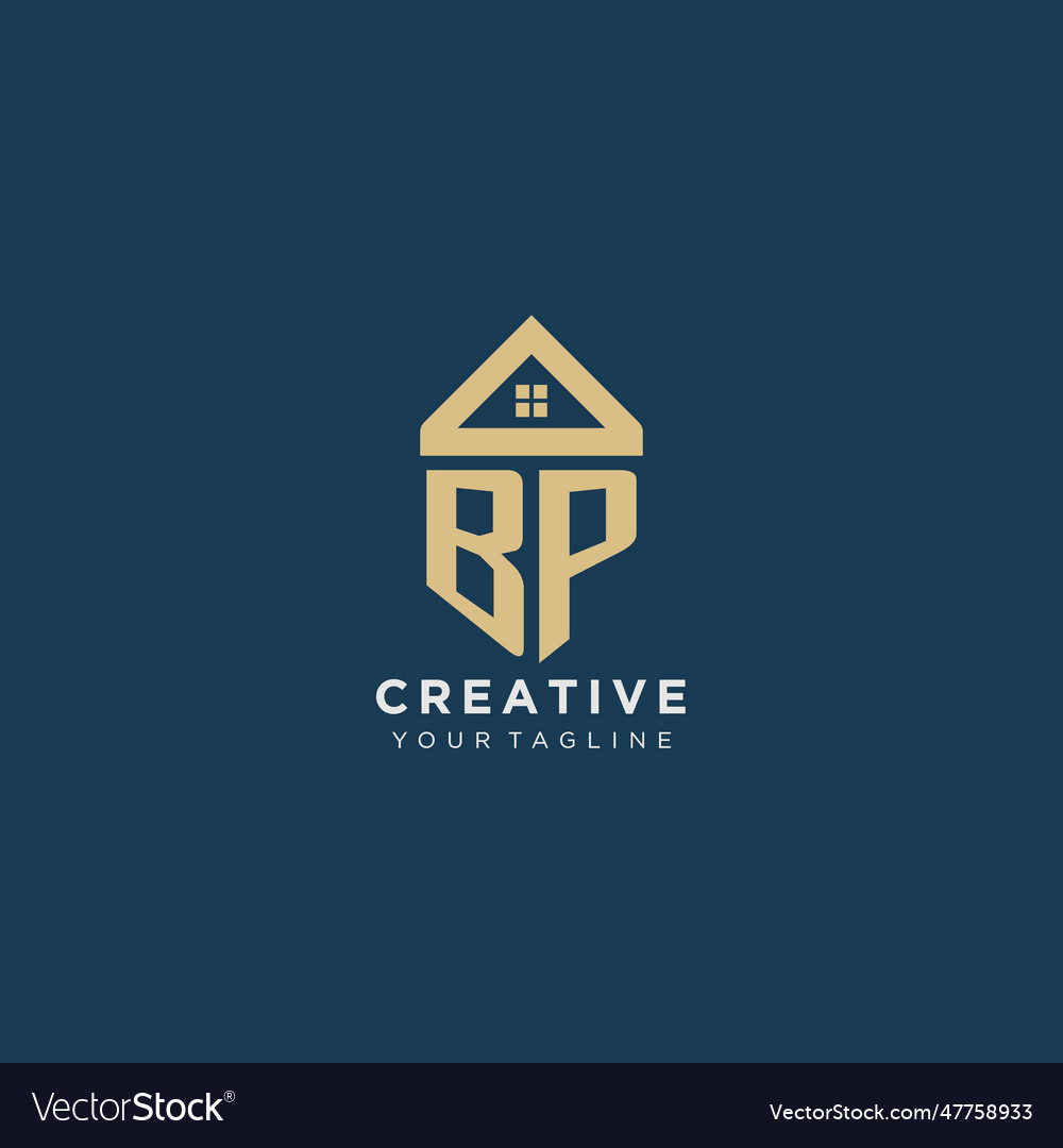 Initial letter bp with simple house roof creative Vector Image