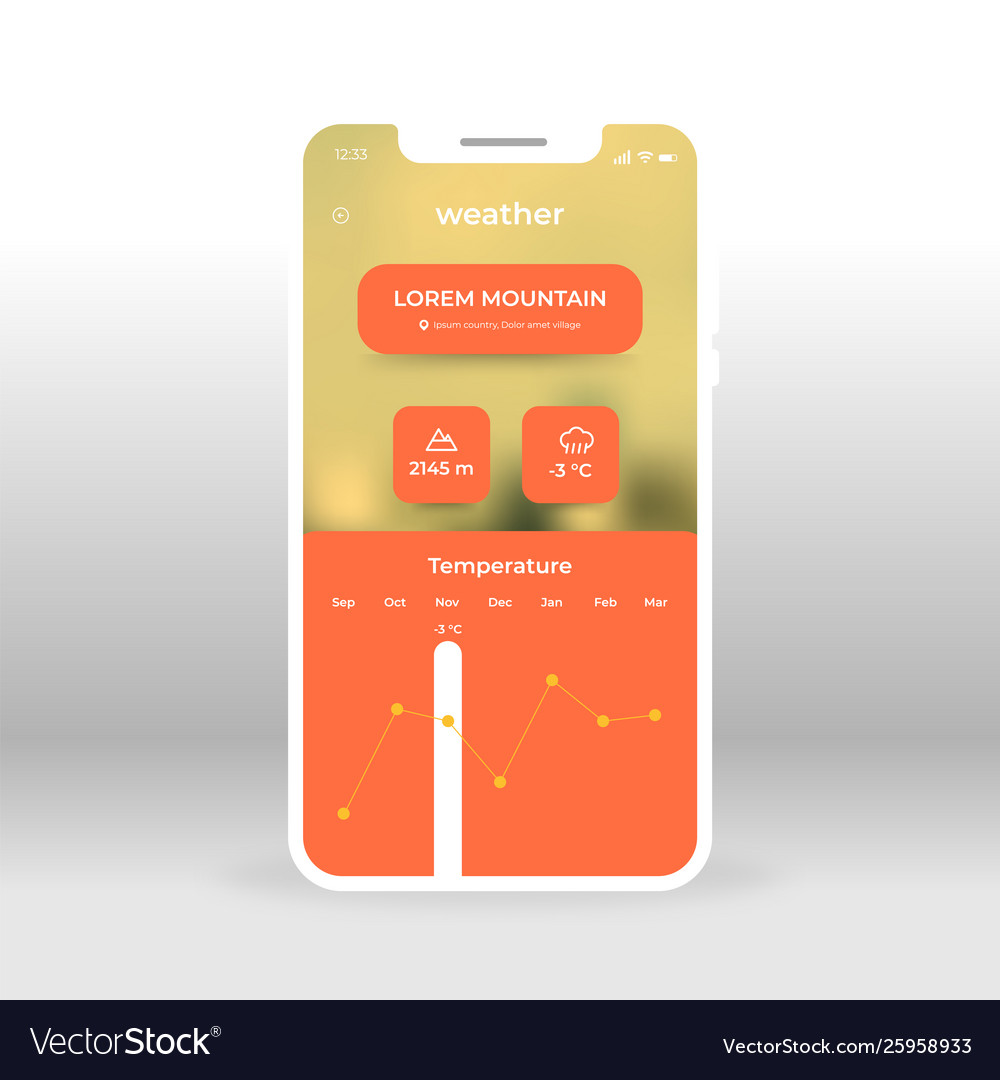 Red weather information ui ux gui screen vector image Red weather information ui ux gui screen