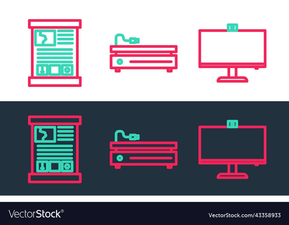 Set line computer monitor game guide and video Vector Image Set line computer monitor game guide and video