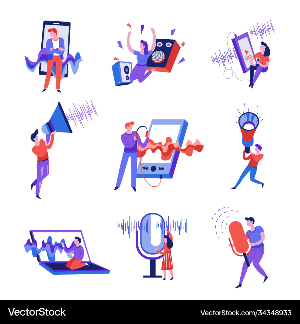 Sound wave isolated abstract icons smartphone Vector Image