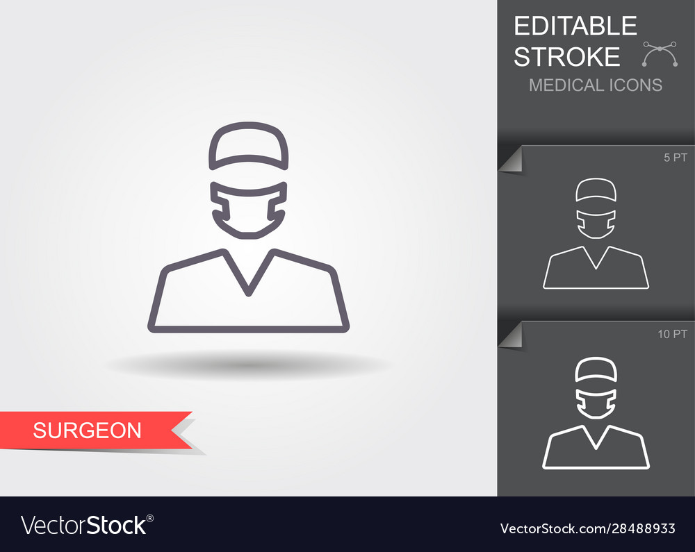 Surgeon line icon with editable stroke Royalty Free Vector