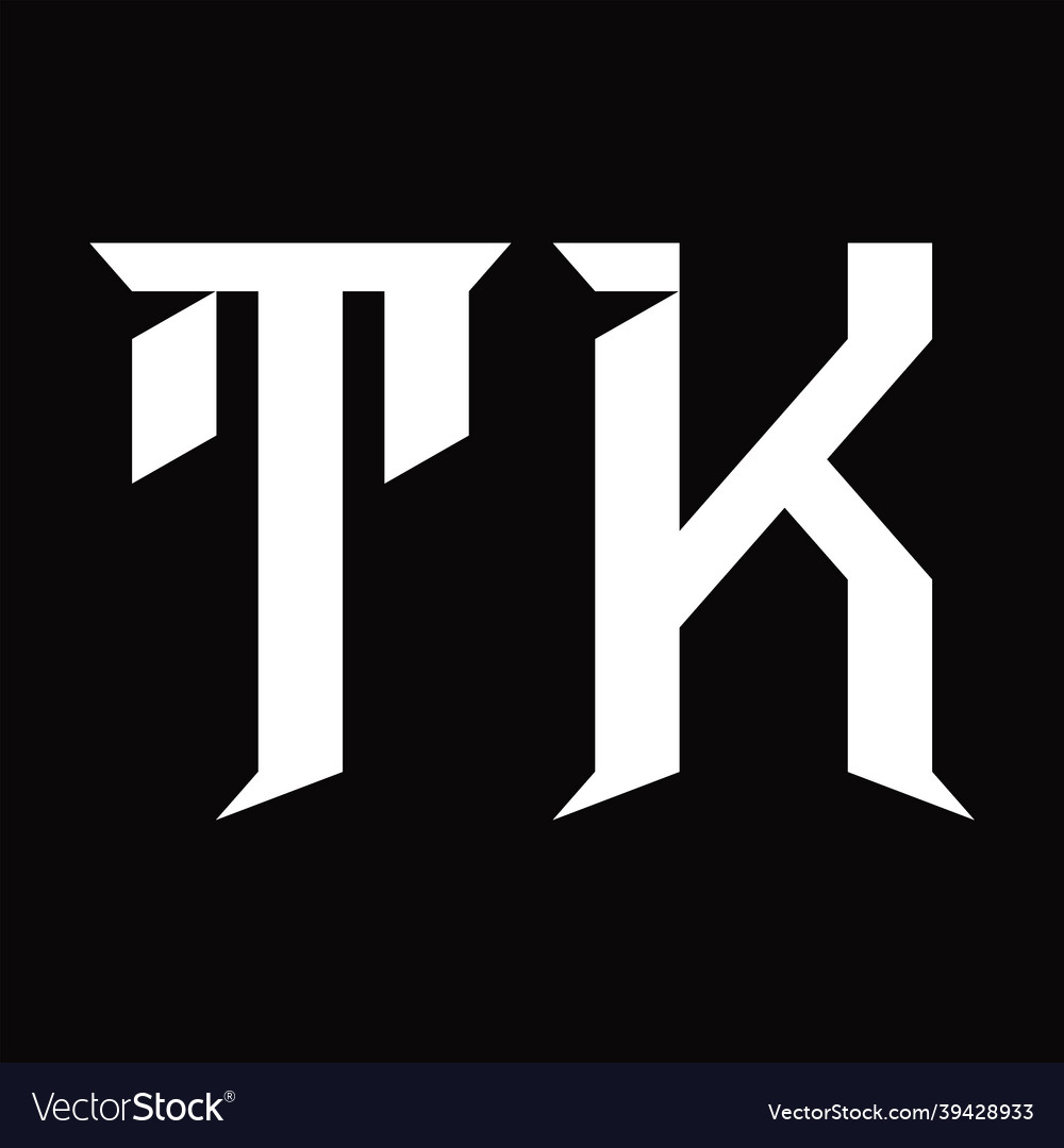 Tk logo monogram with slice shape design template