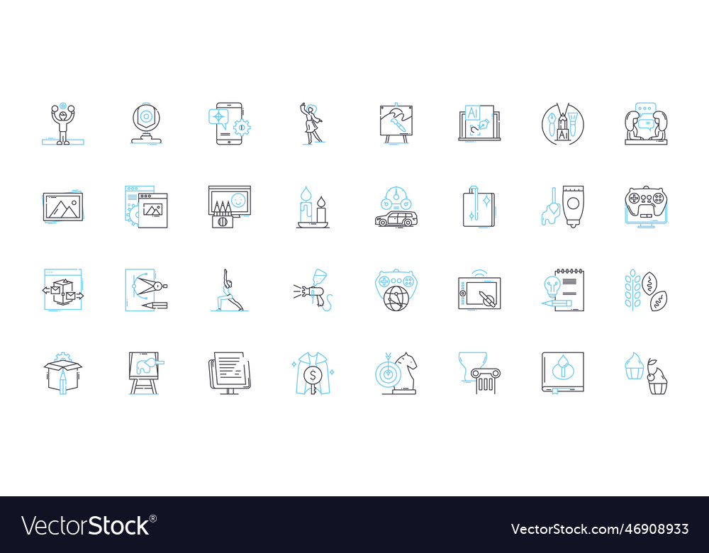 Visual design linear icons set aesthetics vector image Visual design linear icons set aesthetics